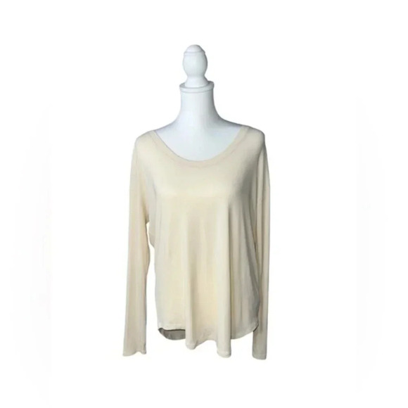 Athleta Womens M Oatmeal Beige Long Sleeve Ribbed Tshirt - Picture 5 of 6